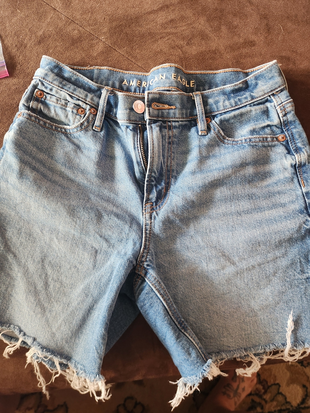 American Eagle Outfitters Faded Light Blue Frayed Denim Shorts